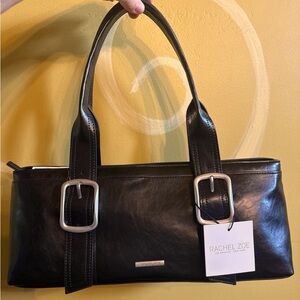 NWT Rachel Zoe Black East West Double Buckle shoulder Handbag viral TikTok